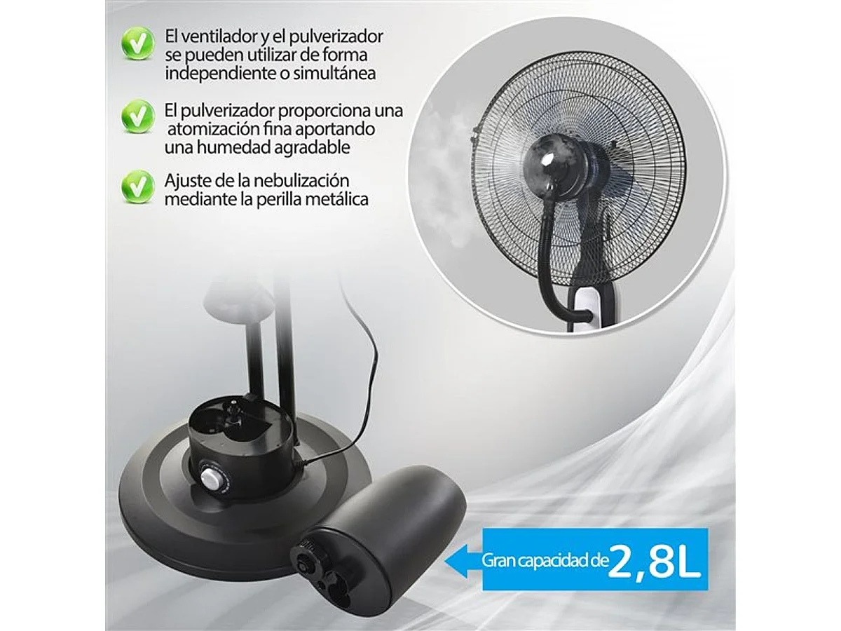 Ventilador de pie con nebulizador negro 44.5x44.5x120 cm HOMCOM