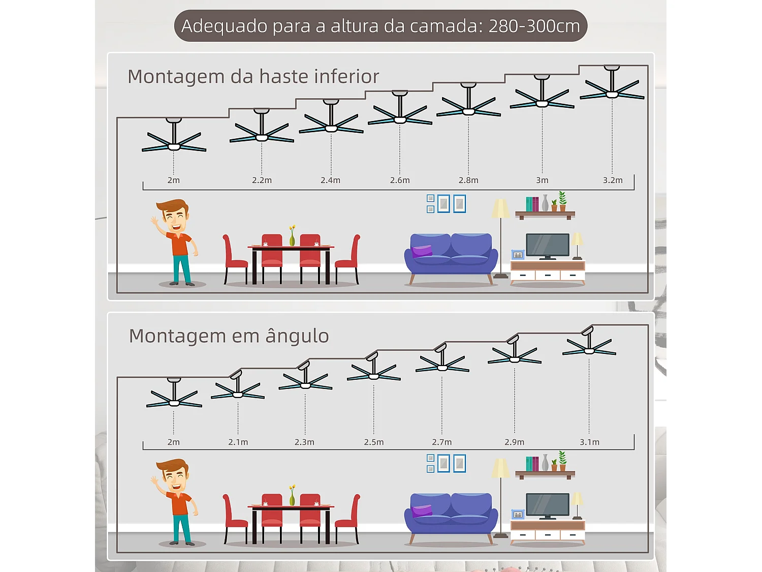 Ventoinha de Teto Reykjavik com Luz LED e Controle Remoto - Silenciosa e Eficiente para Quarto e Sala