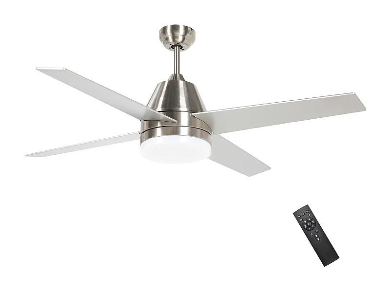 Ventilador de techo Delos Homcom 46W 4 aspas función verano/invierno plata Ø129 cm