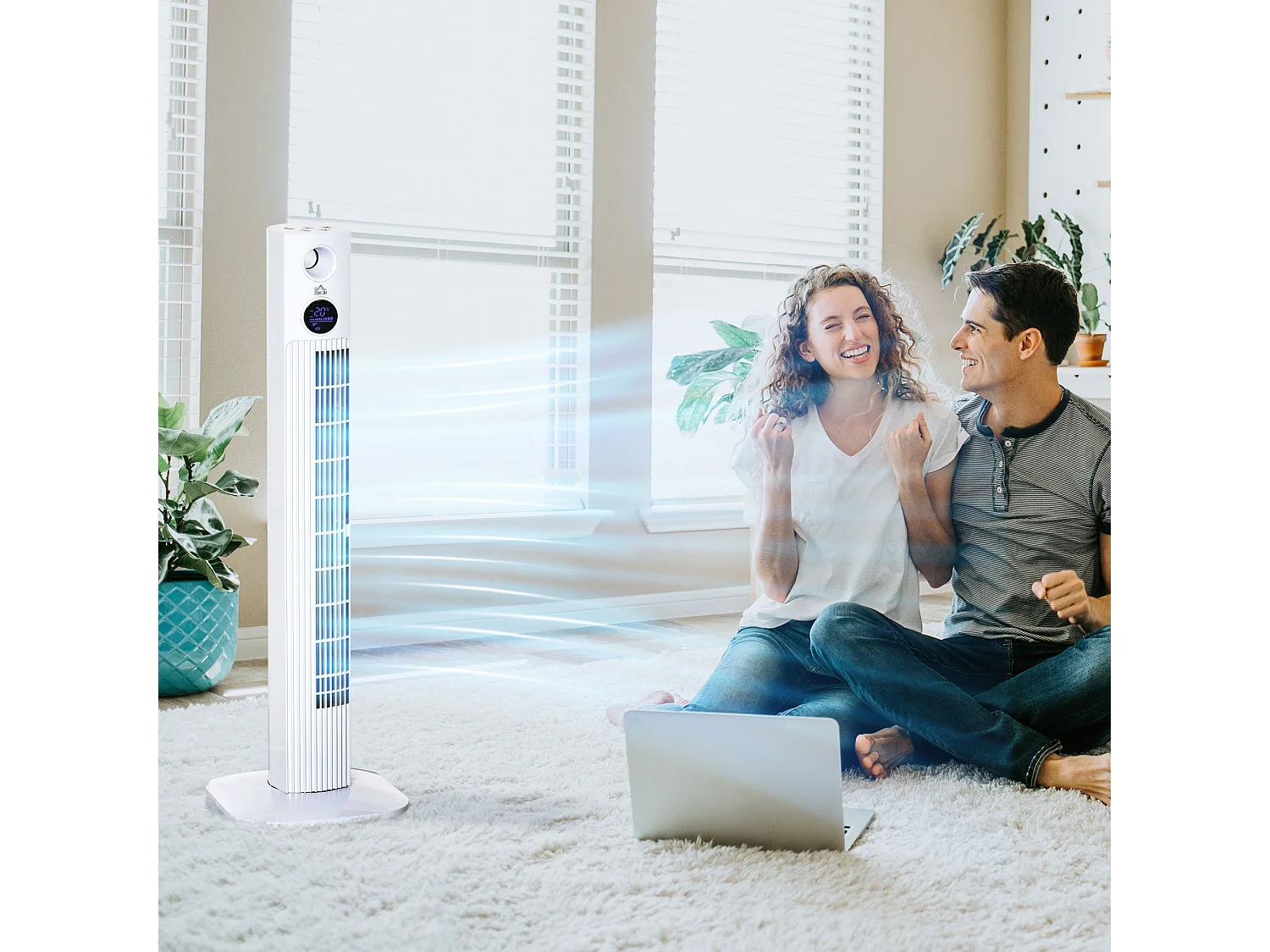 Ventilador de torre blanco 31.5x31.5x96 cm HOMCOM