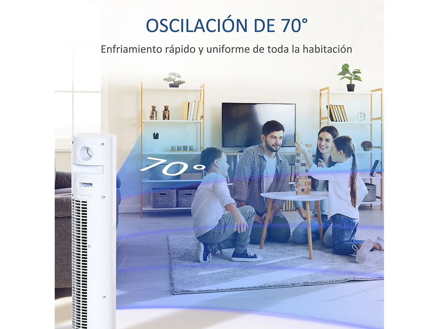 Ventilador de torre blanco 31.5x31.5x96 cm HOMCOM