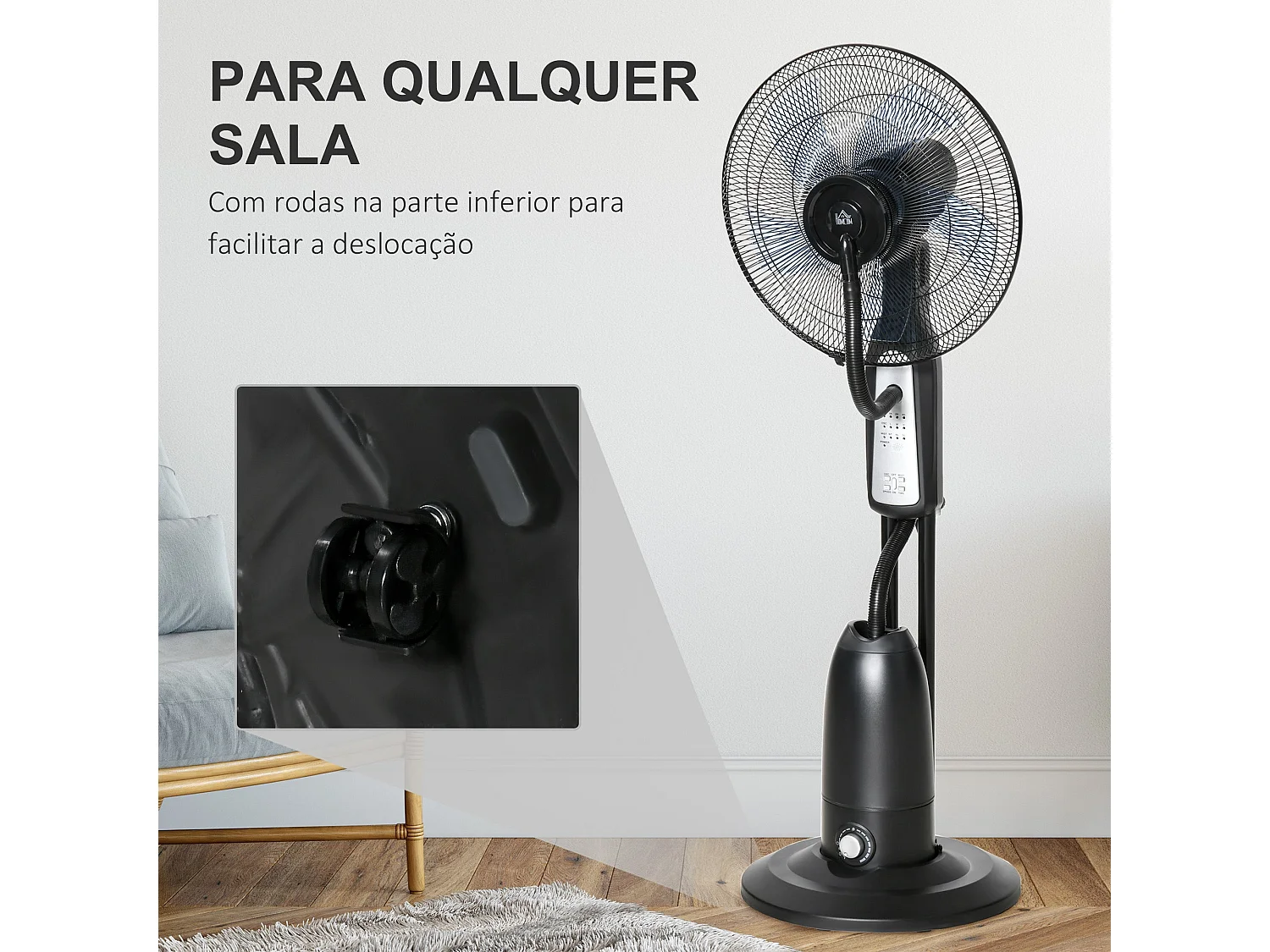 Ventilador nebulizador Wind Homcom 90W 3 modos 5 aspas negro 120 cm