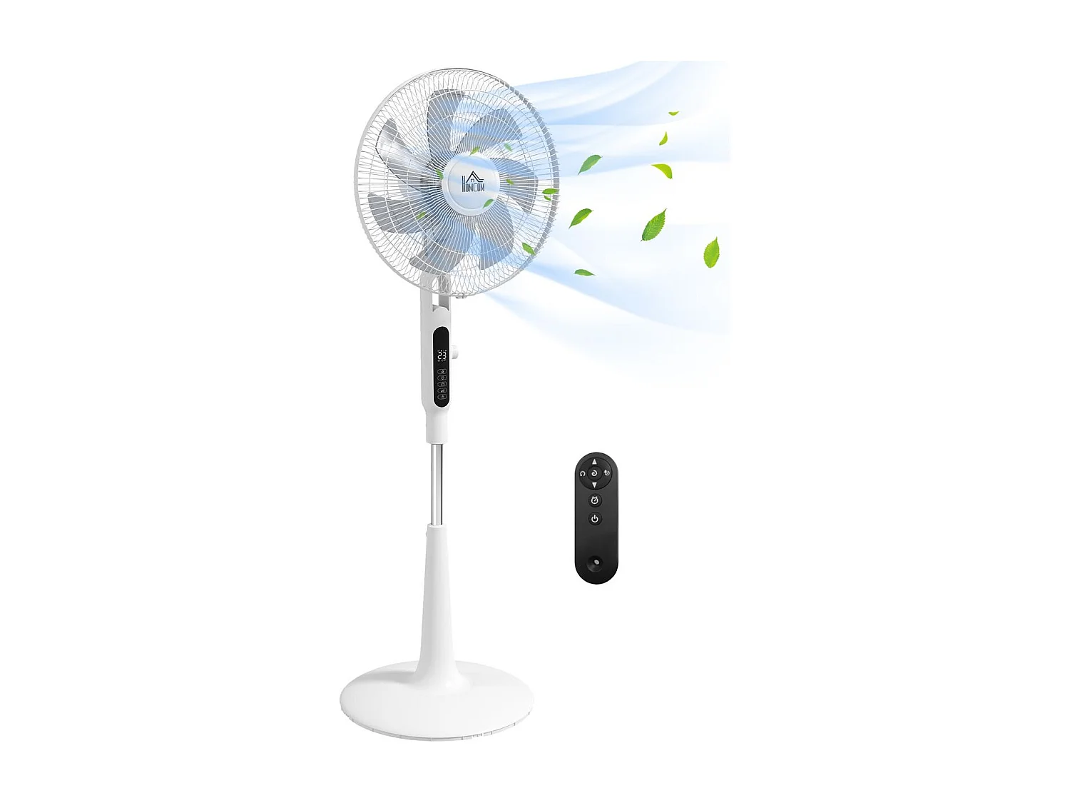 Ventilador de pie Horizon Homcom 40W función antimosquitos blanco Ø44,5x135 cm
