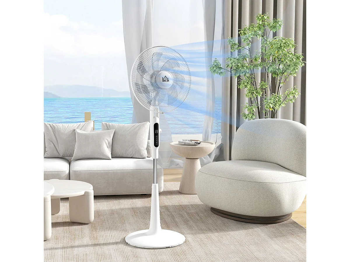 Ventilador de pie Horizon Homcom 40W función antimosquitos blanco Ø44,5x135 cm