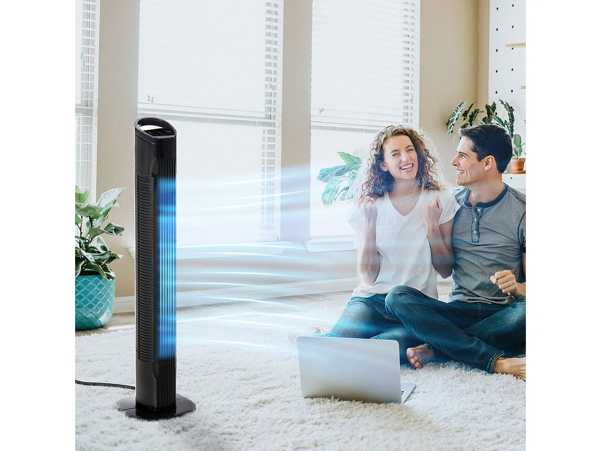 Ventilador de torre Borgoña Homcom 3 modos + 3 velocidades negro 78,5 cm