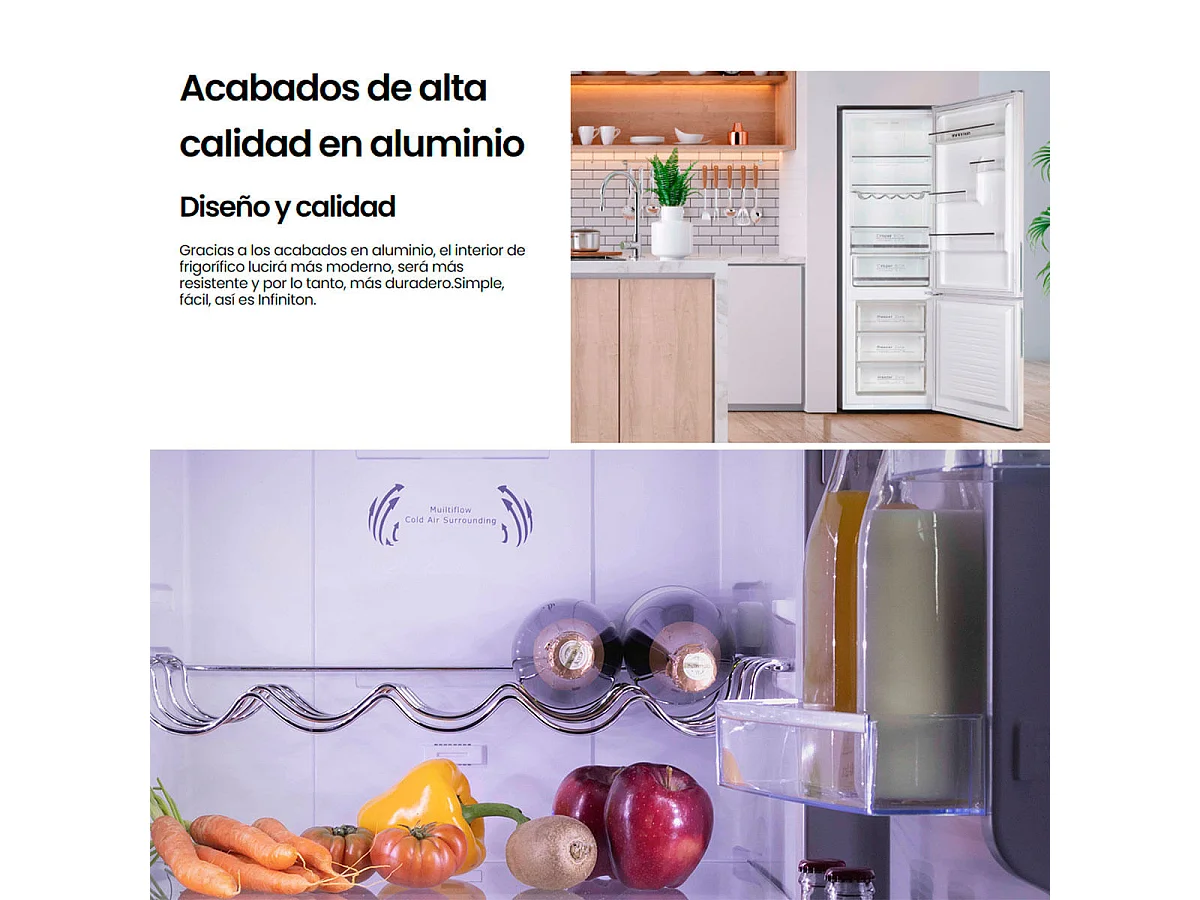 Frigorífico combi Infiniton FGC-868WG Total No Frost 322L D cristal blanco 185,5 cm
