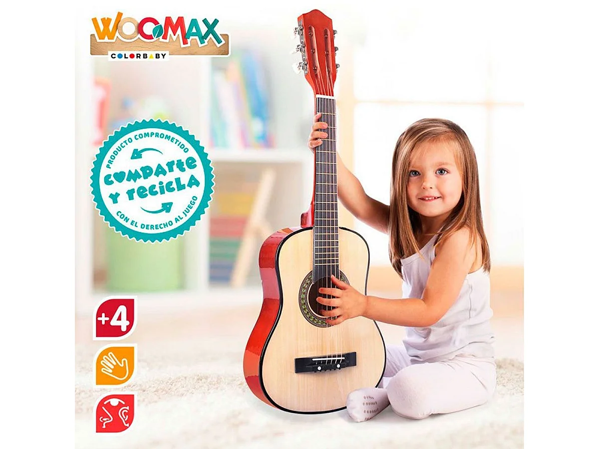 Guitarra española infantil Woomax 6 cuerdas +4A marrón 76x26x8 cm