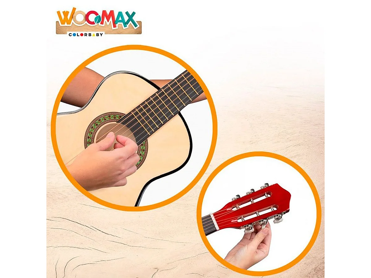 Guitarra española infantil Woomax 6 cuerdas +4A marrón 76x26x8 cm