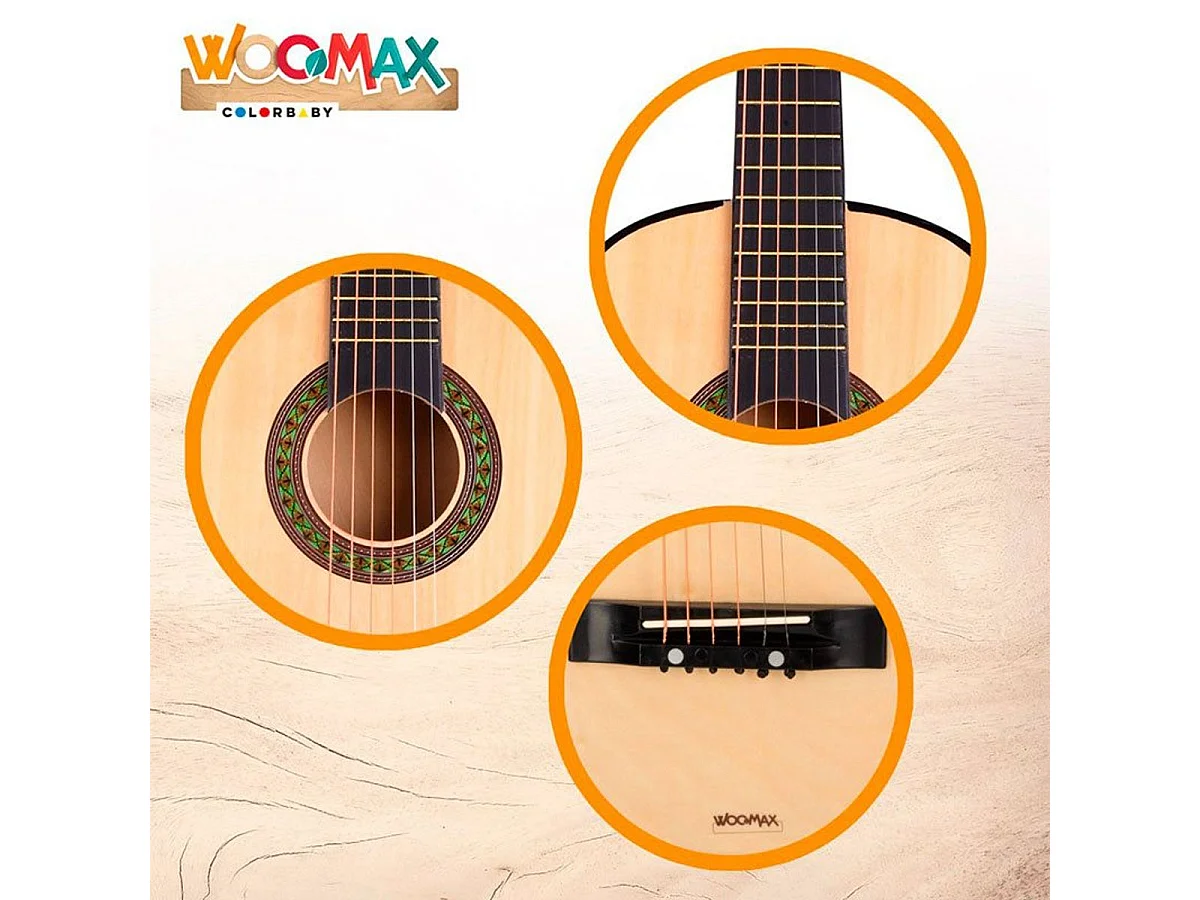 Guitarra española infantil Woomax 6 cuerdas +4A marrón 76x26x8 cm