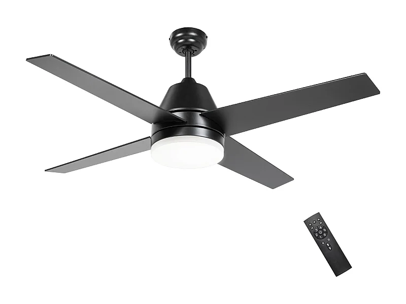 Ventoinha de Teto Silenciosa com Luz LED e Controle Remoto - 46W, 129 cm, 4 Lâminas Reversíveis para Quarto e Sala