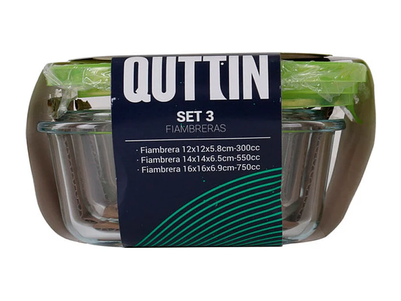 Set de 3 fiambreras Quttin termoresistentes verde