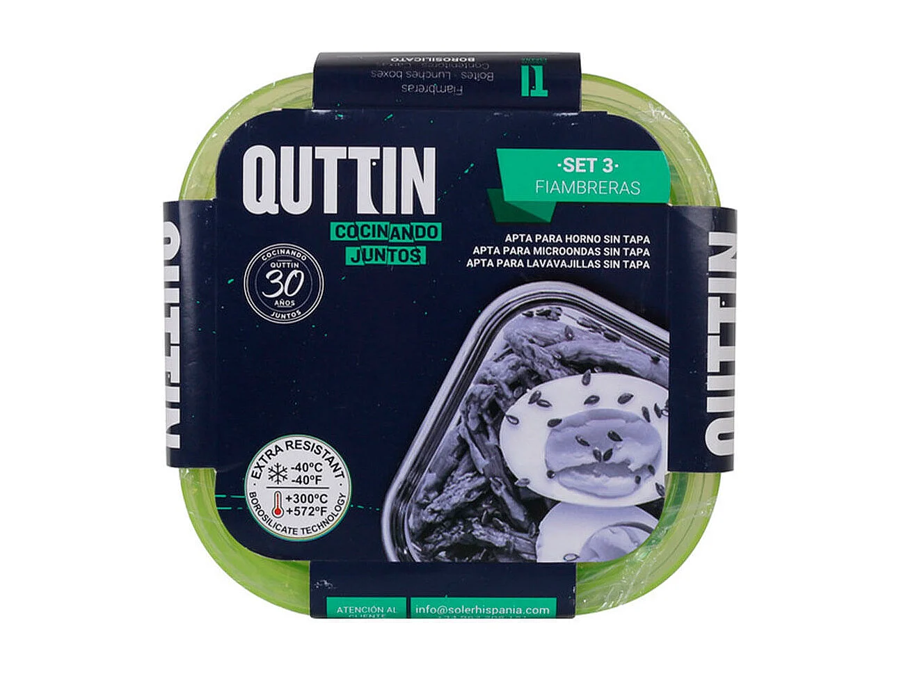 Set de 3 fiambreras Quttin termoresistentes verde