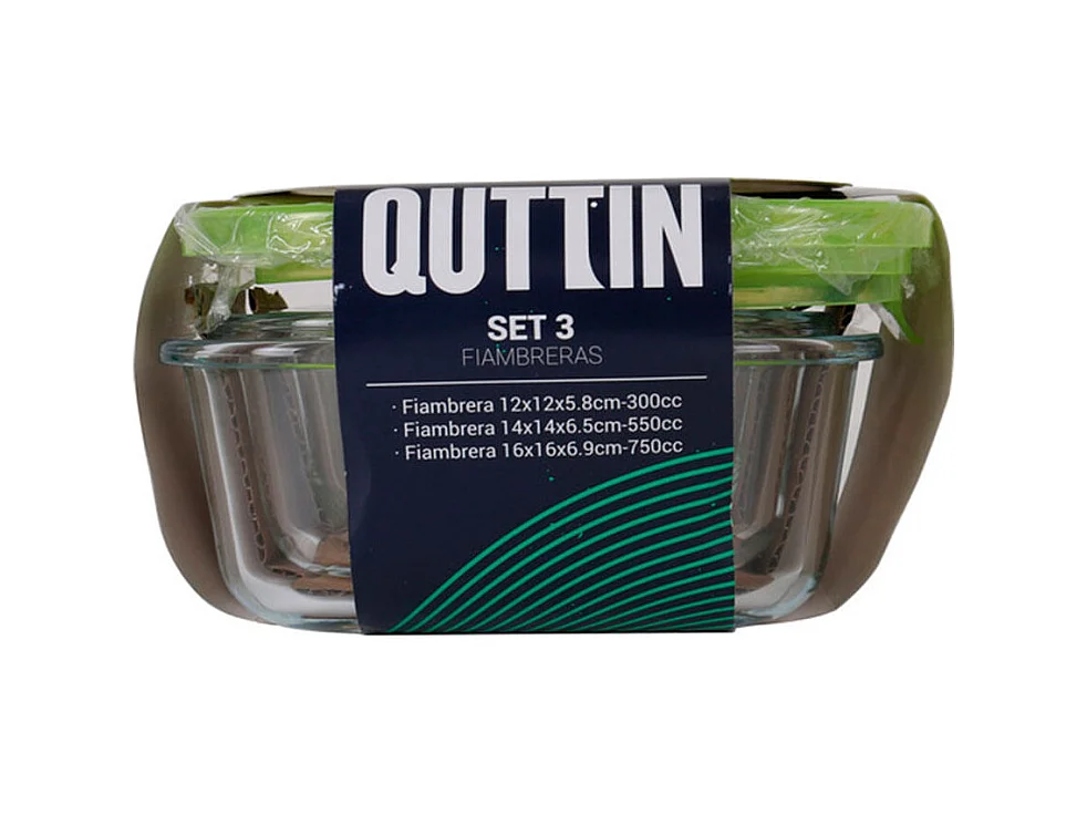 Set de 3 fiambreras Quttin termoresistentes verde