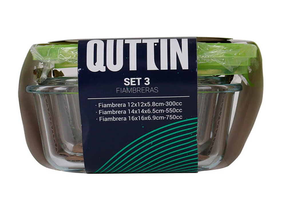 Set de 3 fiambreras Quttin termoresistentes verde