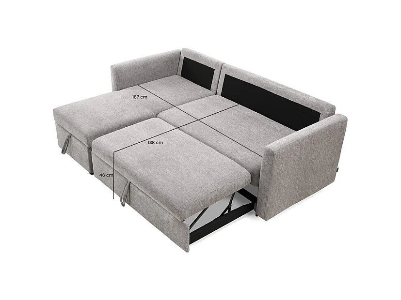 Canapé d'angle réversible 3p convertible tissu gris – WILSON