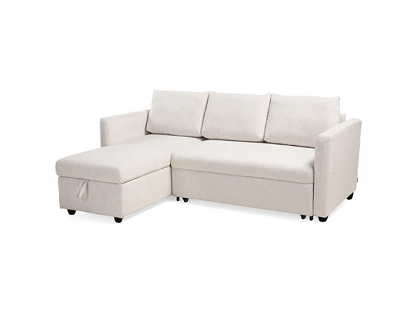 Canapé d'angle réversible 3p convertible tissu beige – WILSON