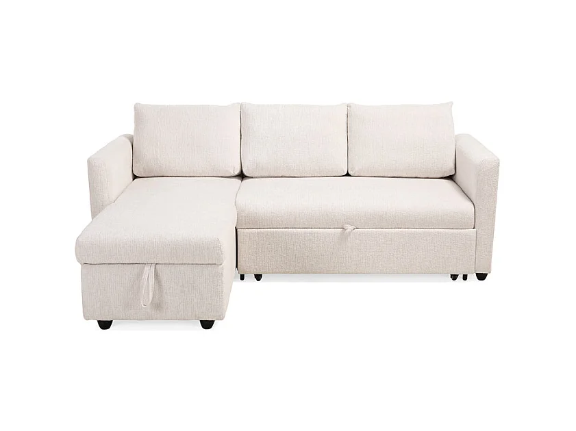 Canapé d'angle réversible 3p convertible tissu beige – WILSON