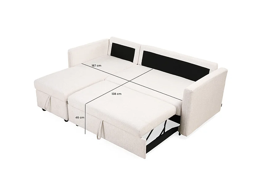 Canapé d'angle réversible 3p convertible tissu beige – WILSON