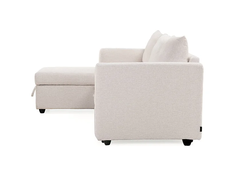 Canapé d'angle réversible 3p convertible tissu beige – WILSON