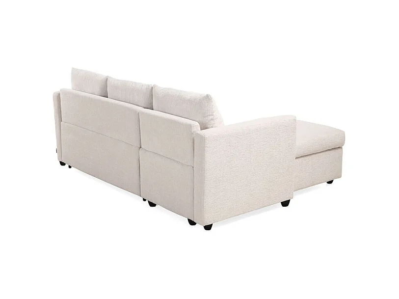 Canapé d'angle réversible 3p convertible tissu beige – WILSON