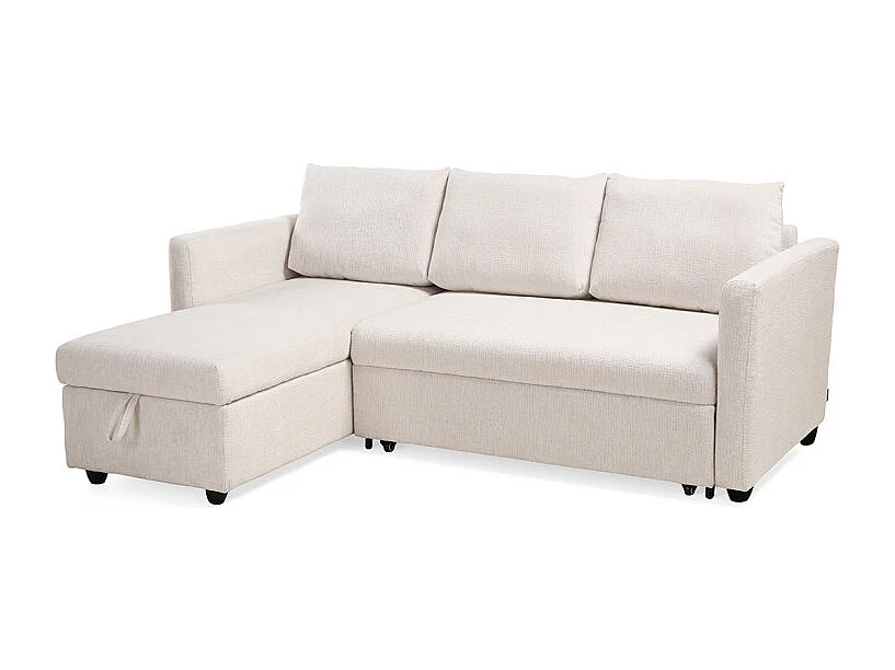 Canapé d'angle réversible 3p convertible tissu beige – WILSON