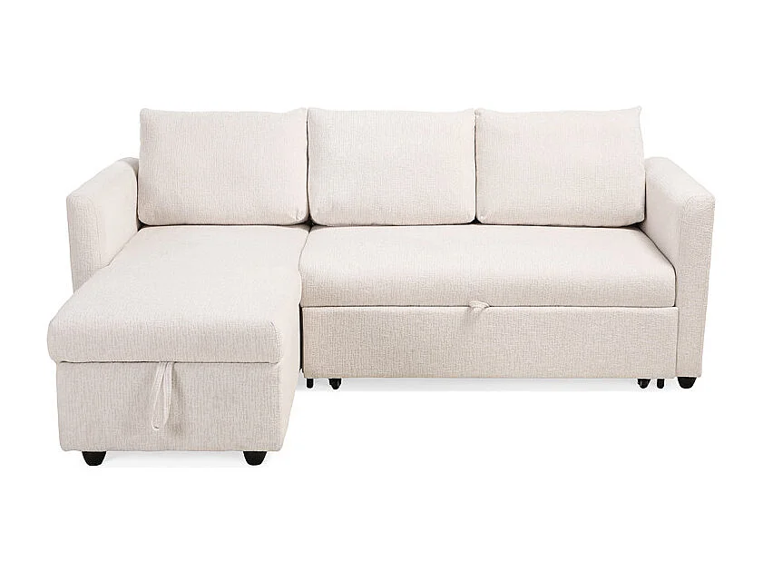 Canapé d'angle réversible 3p convertible tissu beige – WILSON