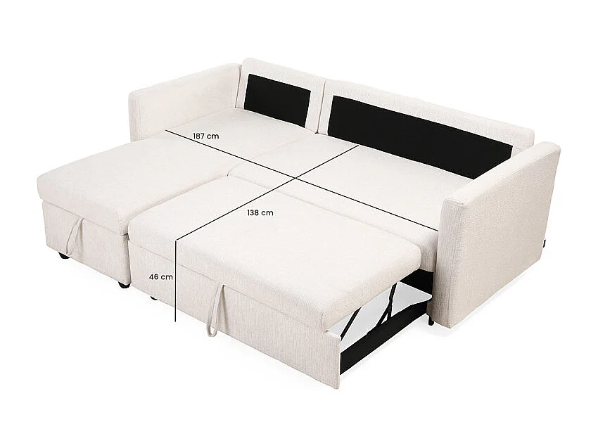 Canapé d'angle réversible 3p convertible tissu beige – WILSON