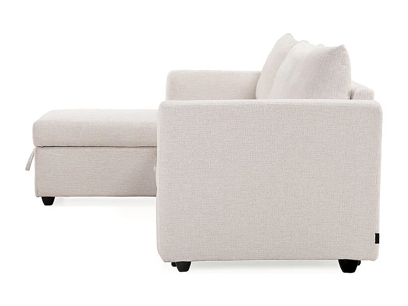 Canapé d'angle réversible 3p convertible tissu beige – WILSON