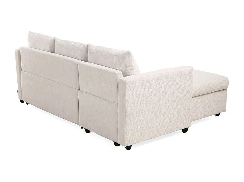 Canapé d'angle réversible 3p convertible tissu beige – WILSON