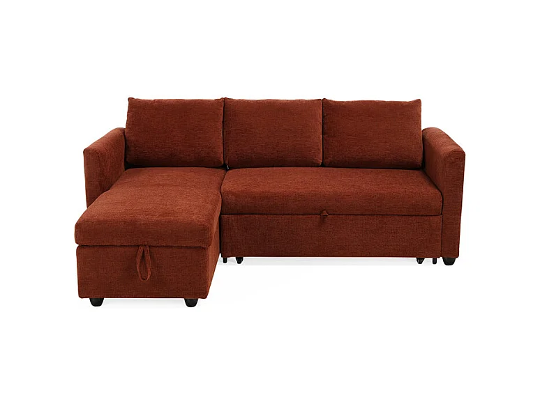 Canapé d'angle réversible 3p convertible tissu terracotta – WILSON