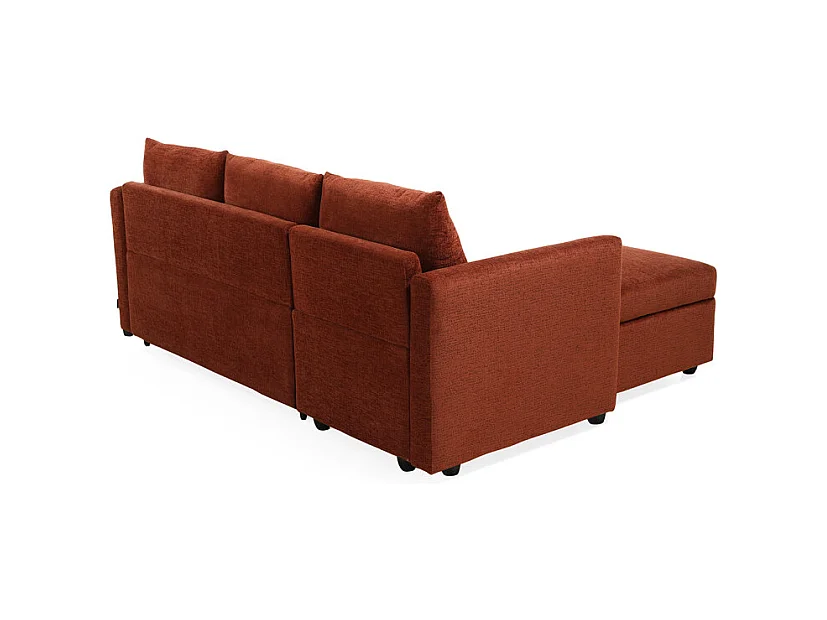 Canapé d'angle réversible 3p convertible tissu terracotta – WILSON