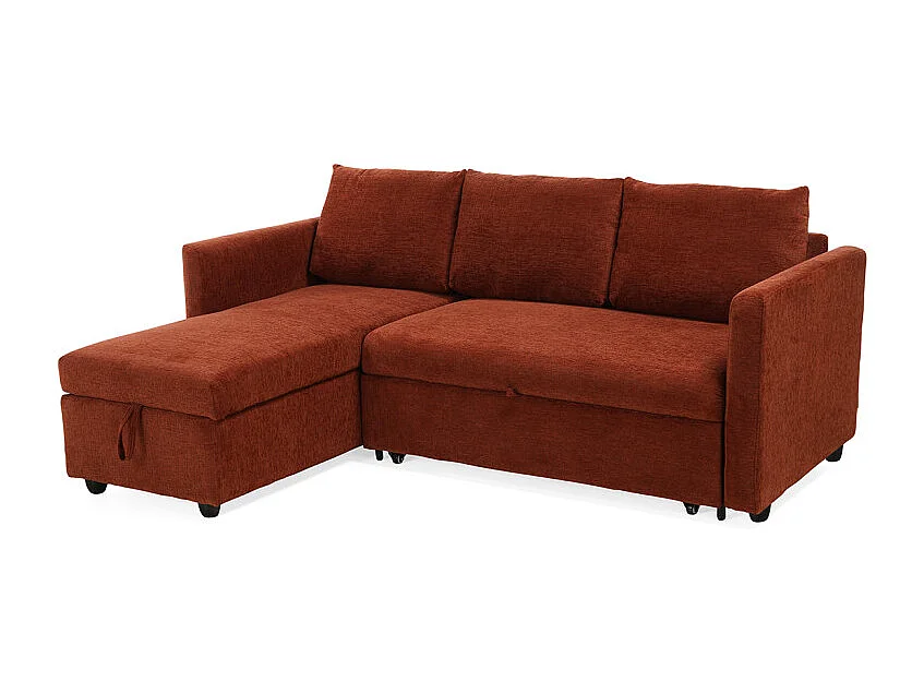 Canapé d'angle réversible 3p convertible tissu terracotta – WILSON