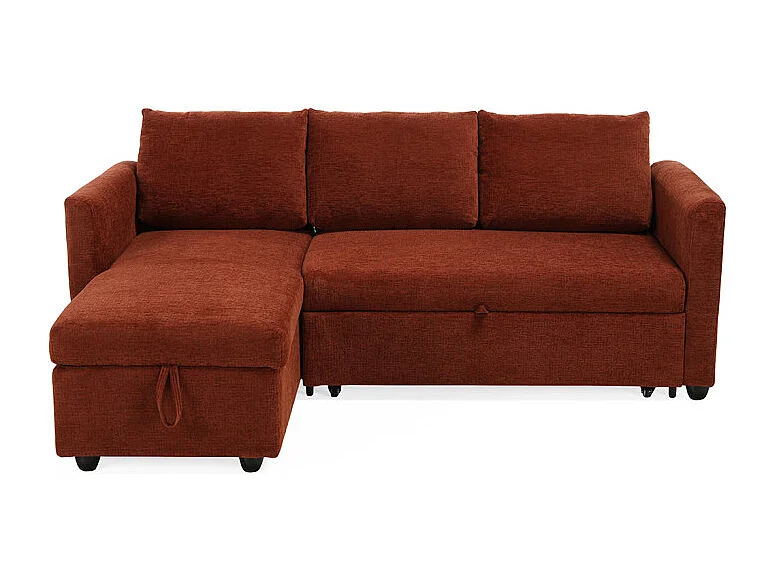 Canapé d'angle réversible 3p convertible tissu terracotta – WILSON