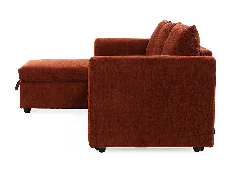 Canapé d'angle réversible 3p convertible tissu terracotta – WILSON