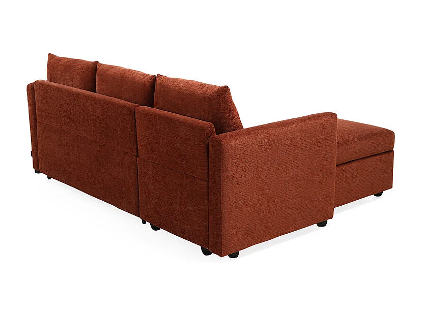 Canapé d'angle réversible 3p convertible tissu terracotta – WILSON