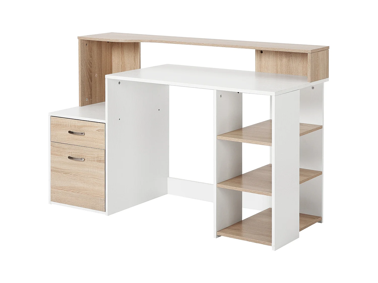 Scrivania per computer con ripiani in legno mdf multicolore