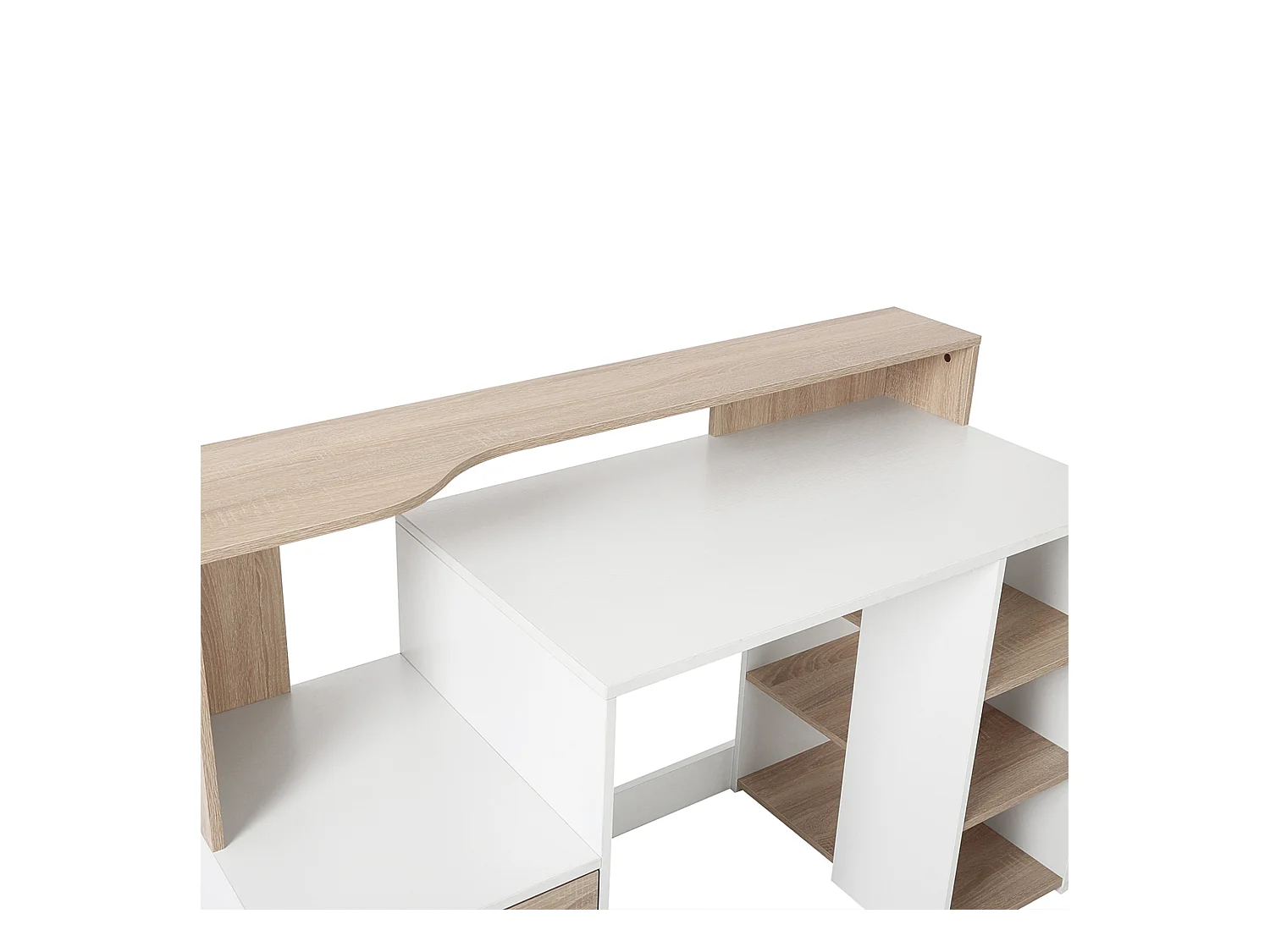 Scrivania per computer con ripiani in legno mdf multicolore