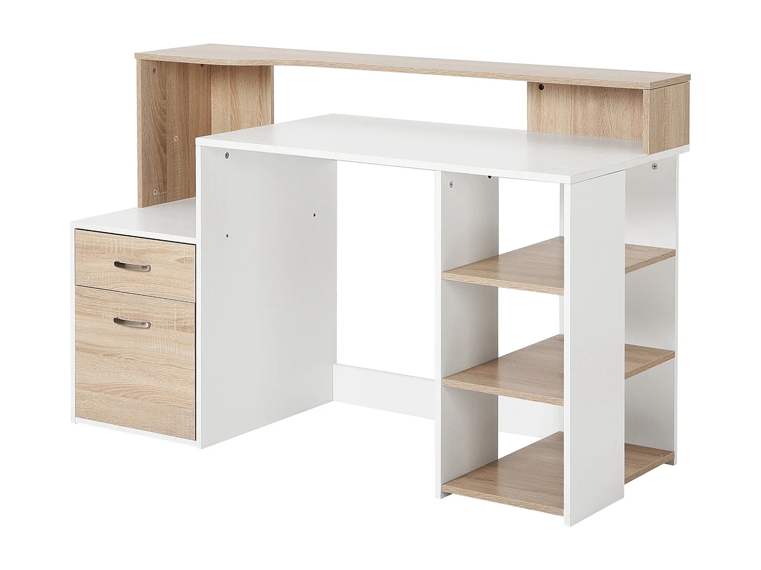 Scrivania per computer con ripiani in legno mdf multicolore