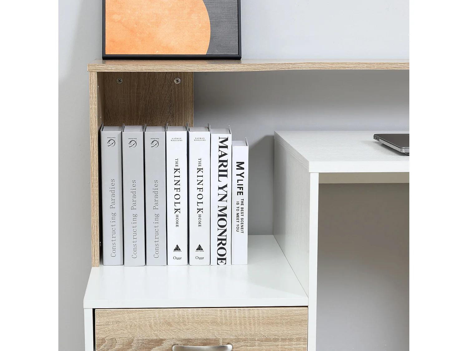 Scrivania per computer con ripiani in legno mdf multicolore