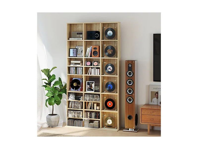 Etagère à compartiments réglables SALMA effet bois clair