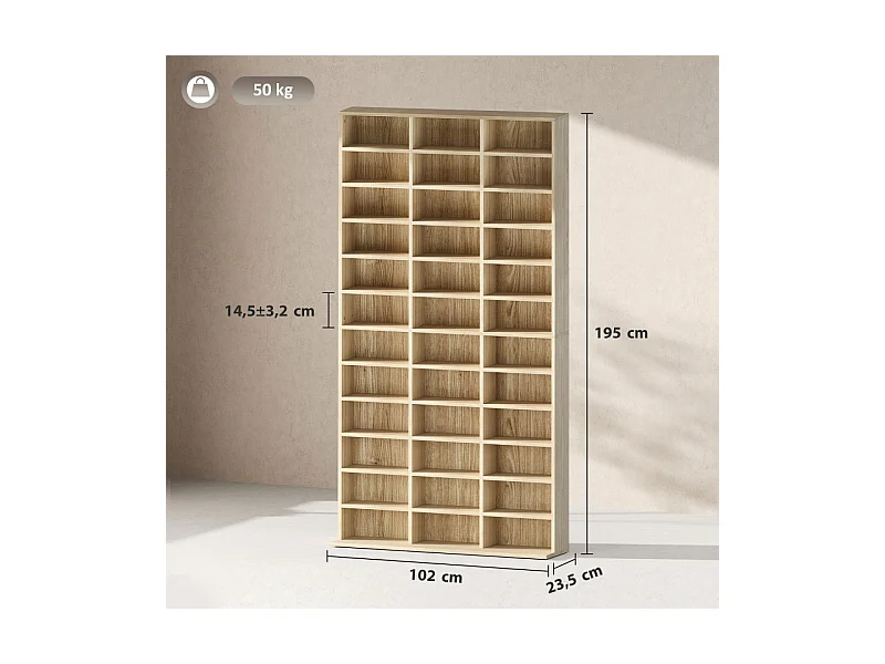 Etagère à compartiments réglables SALMA effet bois clair