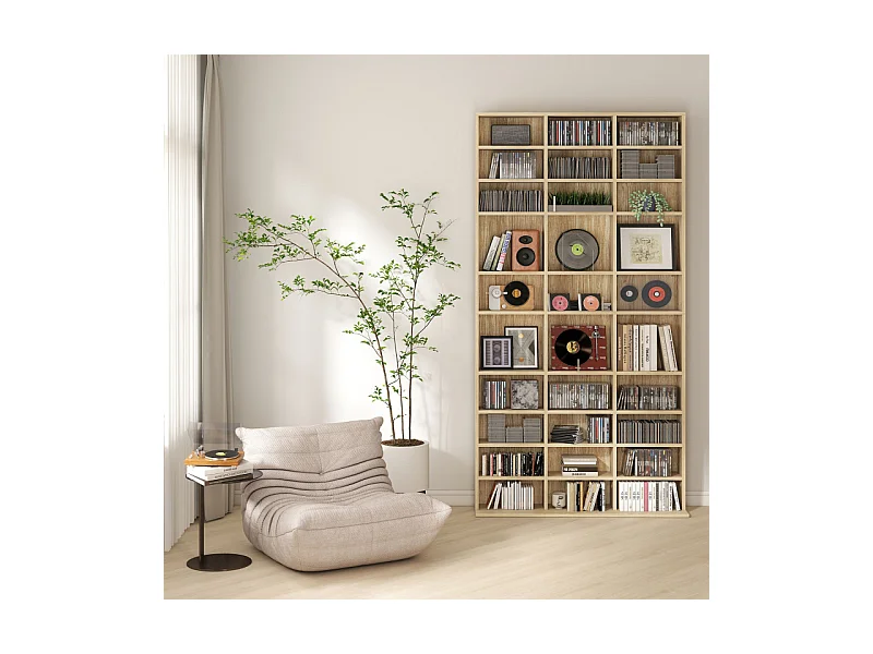 Etagère à compartiments réglables SALMA effet bois clair