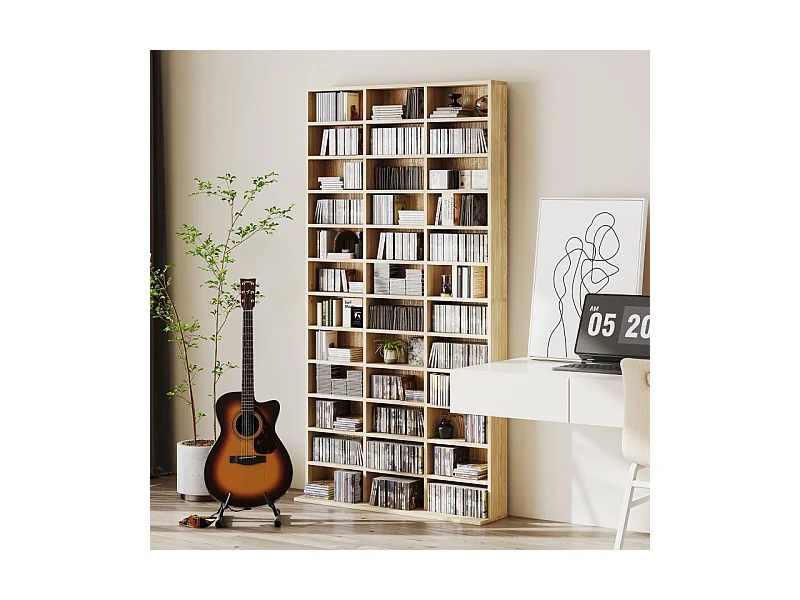 Etagère à compartiments réglables SALMA effet bois clair