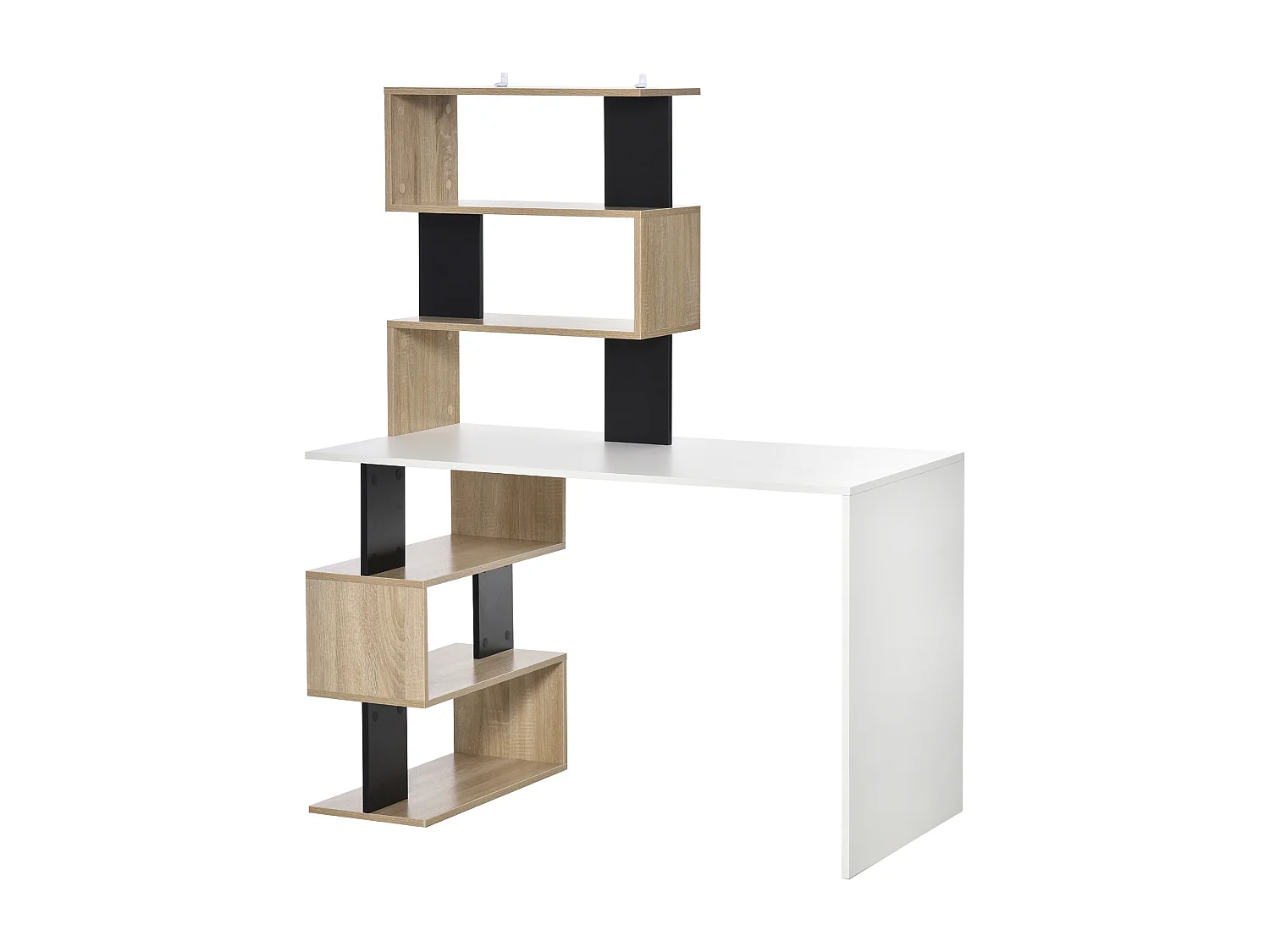 Scrivania con libreria per camera ufficio in legno multicolore