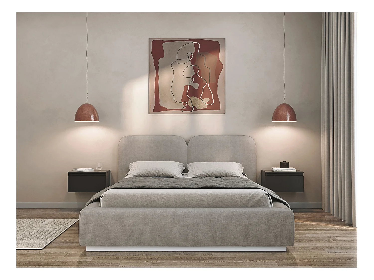 Polsterbett 160x200 mit Chenillebezug – Dunkelbeige – COMOVES