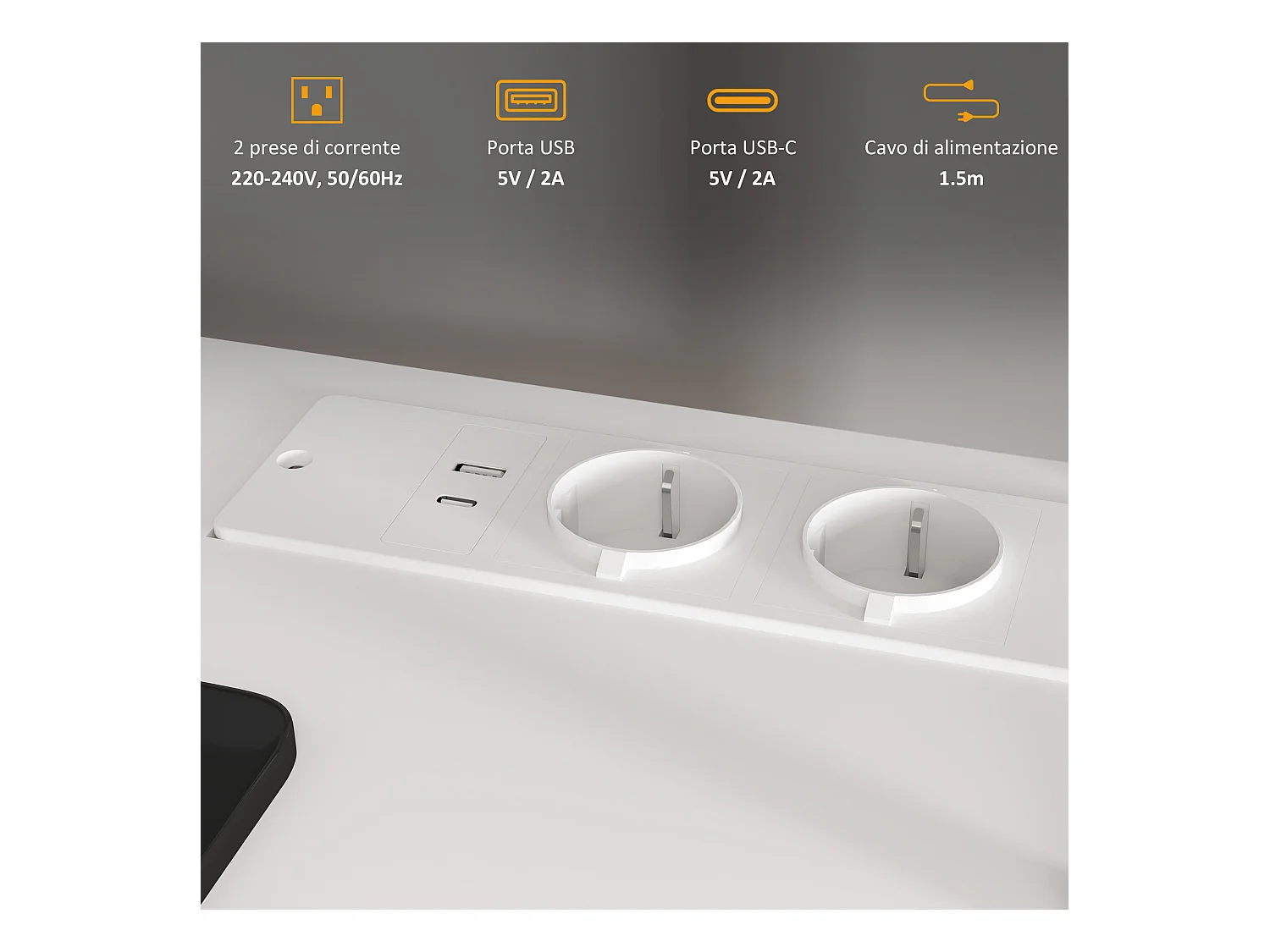 Scrivania Ufficio con 2 Tavoli 4 Ripiani 3 Cassetti e Supporto Monitor