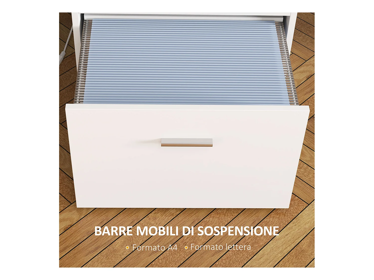 Scrivania Ufficio con 2 Tavoli 4 Ripiani 3 Cassetti e Supporto Monitor