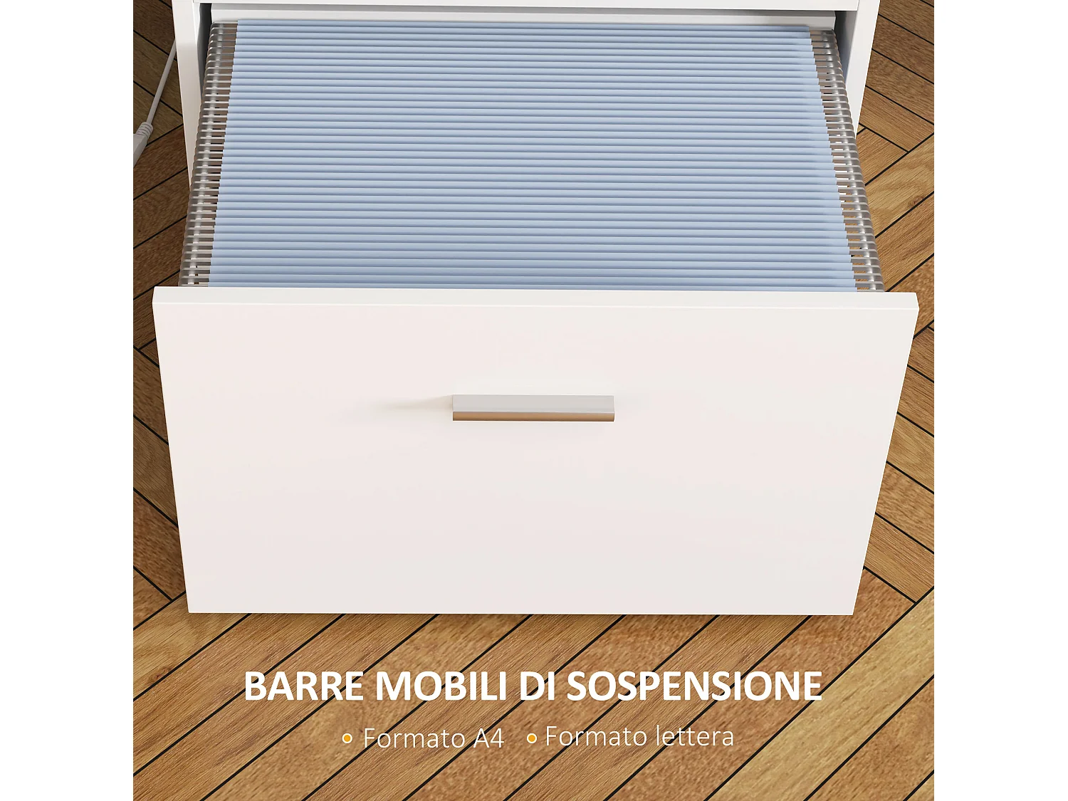 Scrivania Ufficio con 2 Tavoli 4 Ripiani 3 Cassetti e Supporto Monitor