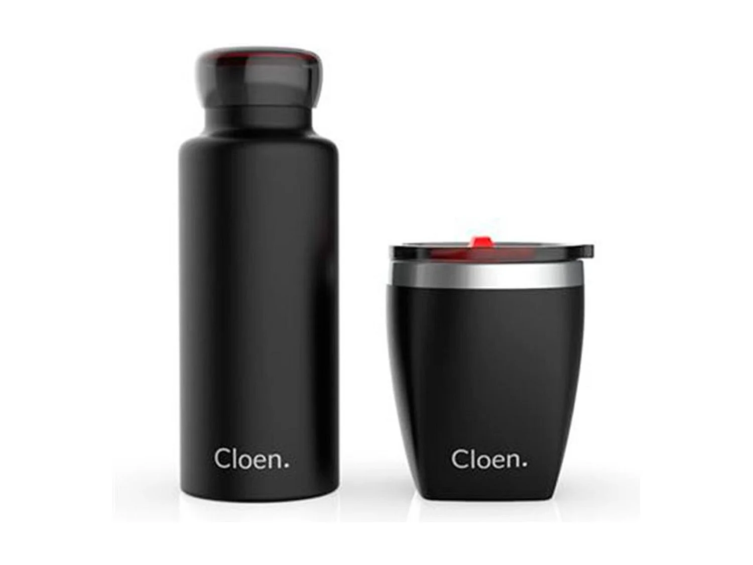 Pack botella térmica+taza Cloen triple capa negro