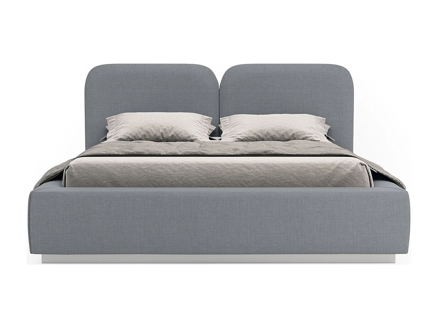 Lit tapissé 180×200 - chenille - gris - COMOVES